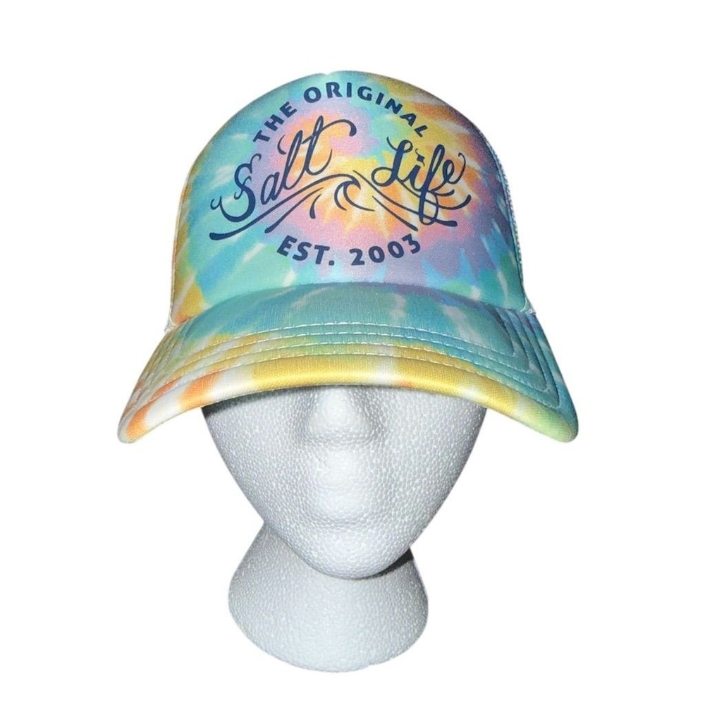 Salt Life Trippy Life Tie Dye Trucker Hat Adj Snapback Cap live salty beach OSFA